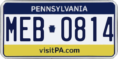 PA license plate MEB0814