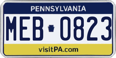 PA license plate MEB0823