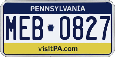 PA license plate MEB0827