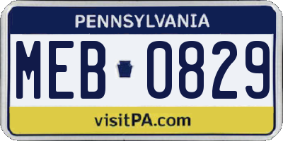 PA license plate MEB0829