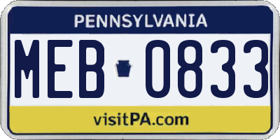 PA license plate MEB0833