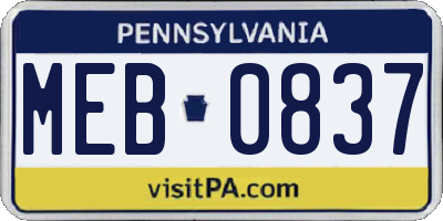 PA license plate MEB0837