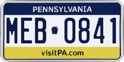 PA license plate MEB0841