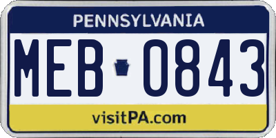 PA license plate MEB0843