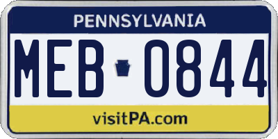 PA license plate MEB0844