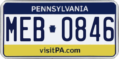 PA license plate MEB0846