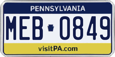 PA license plate MEB0849