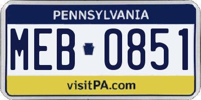 PA license plate MEB0851