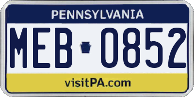 PA license plate MEB0852