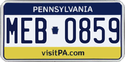 PA license plate MEB0859