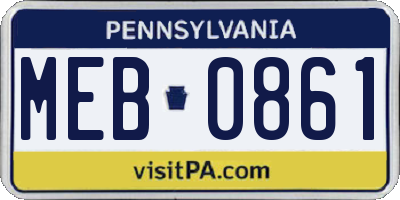PA license plate MEB0861