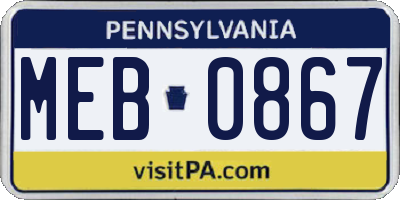 PA license plate MEB0867