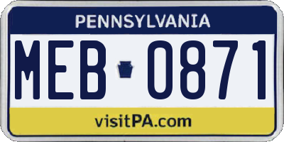 PA license plate MEB0871