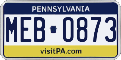 PA license plate MEB0873