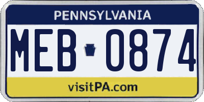 PA license plate MEB0874