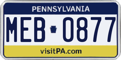 PA license plate MEB0877