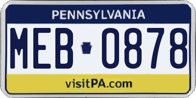 PA license plate MEB0878