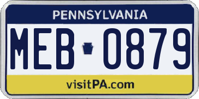 PA license plate MEB0879