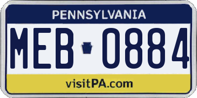 PA license plate MEB0884
