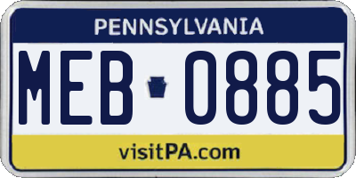 PA license plate MEB0885
