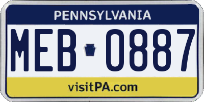 PA license plate MEB0887