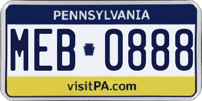 PA license plate MEB0888