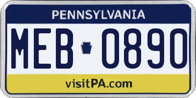 PA license plate MEB0890