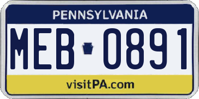 PA license plate MEB0891