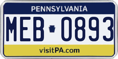 PA license plate MEB0893