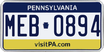 PA license plate MEB0894