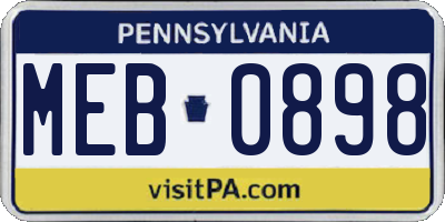 PA license plate MEB0898