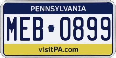 PA license plate MEB0899