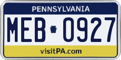 PA license plate MEB0927
