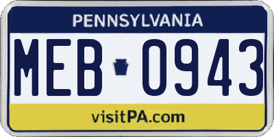 PA license plate MEB0943