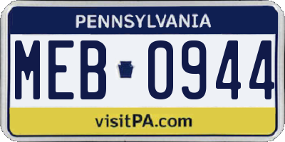 PA license plate MEB0944