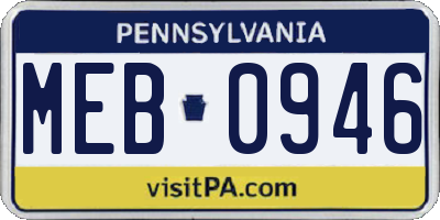 PA license plate MEB0946