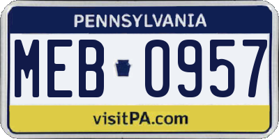 PA license plate MEB0957