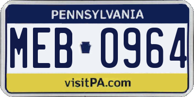 PA license plate MEB0964