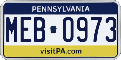 PA license plate MEB0973