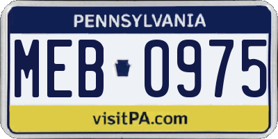 PA license plate MEB0975