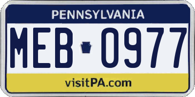 PA license plate MEB0977