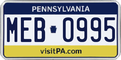 PA license plate MEB0995