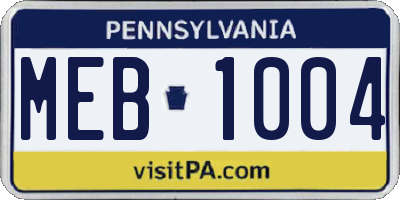 PA license plate MEB1004