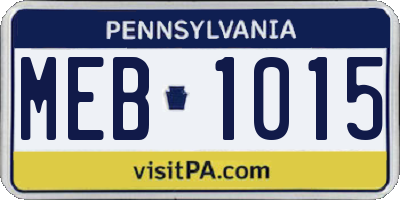 PA license plate MEB1015