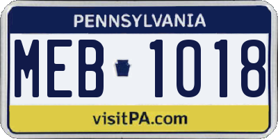 PA license plate MEB1018