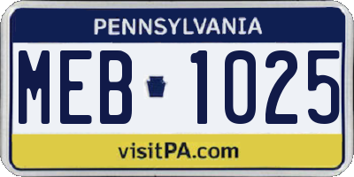 PA license plate MEB1025