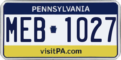 PA license plate MEB1027