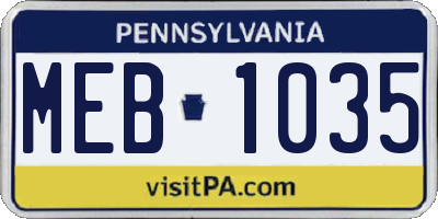 PA license plate MEB1035
