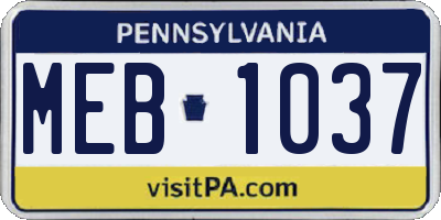 PA license plate MEB1037