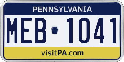 PA license plate MEB1041